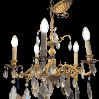 French Rococo Revival Gilt Bronze and Crystal Chandelier
