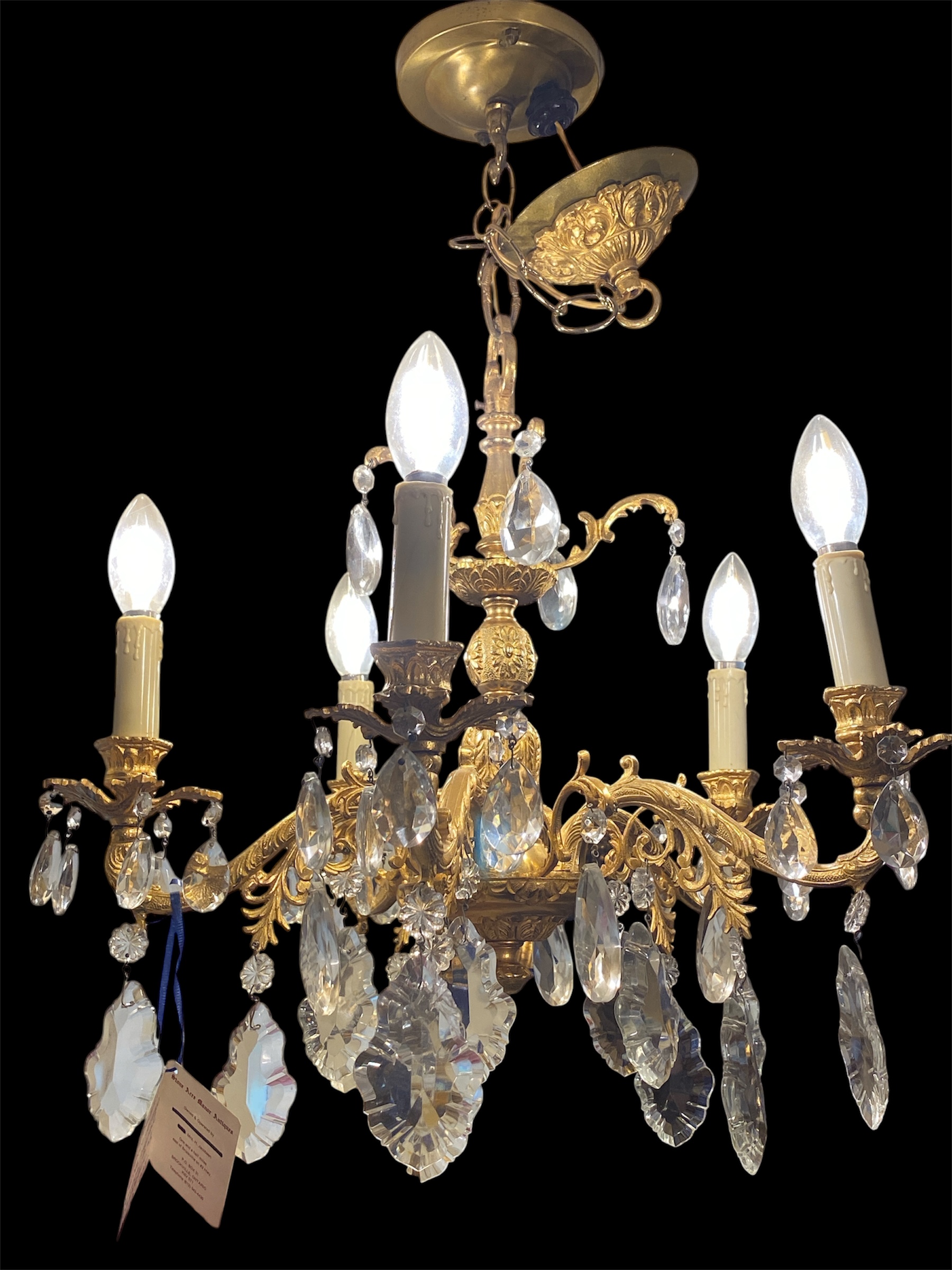 French Rococo Revival Gilt Bronze and Crystal Chandelier