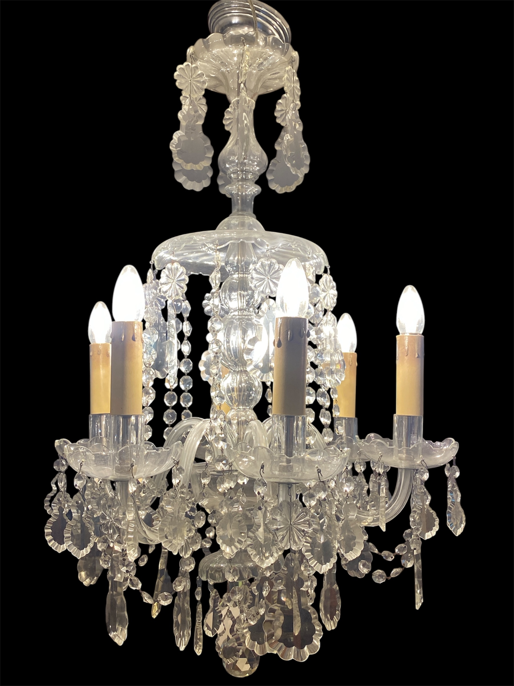 Antique English Georgian Cut Crystal Chandelier