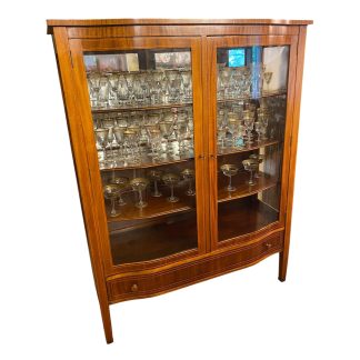 Edwardian Mahogany and Satinwood Bowfront Display Cabinet