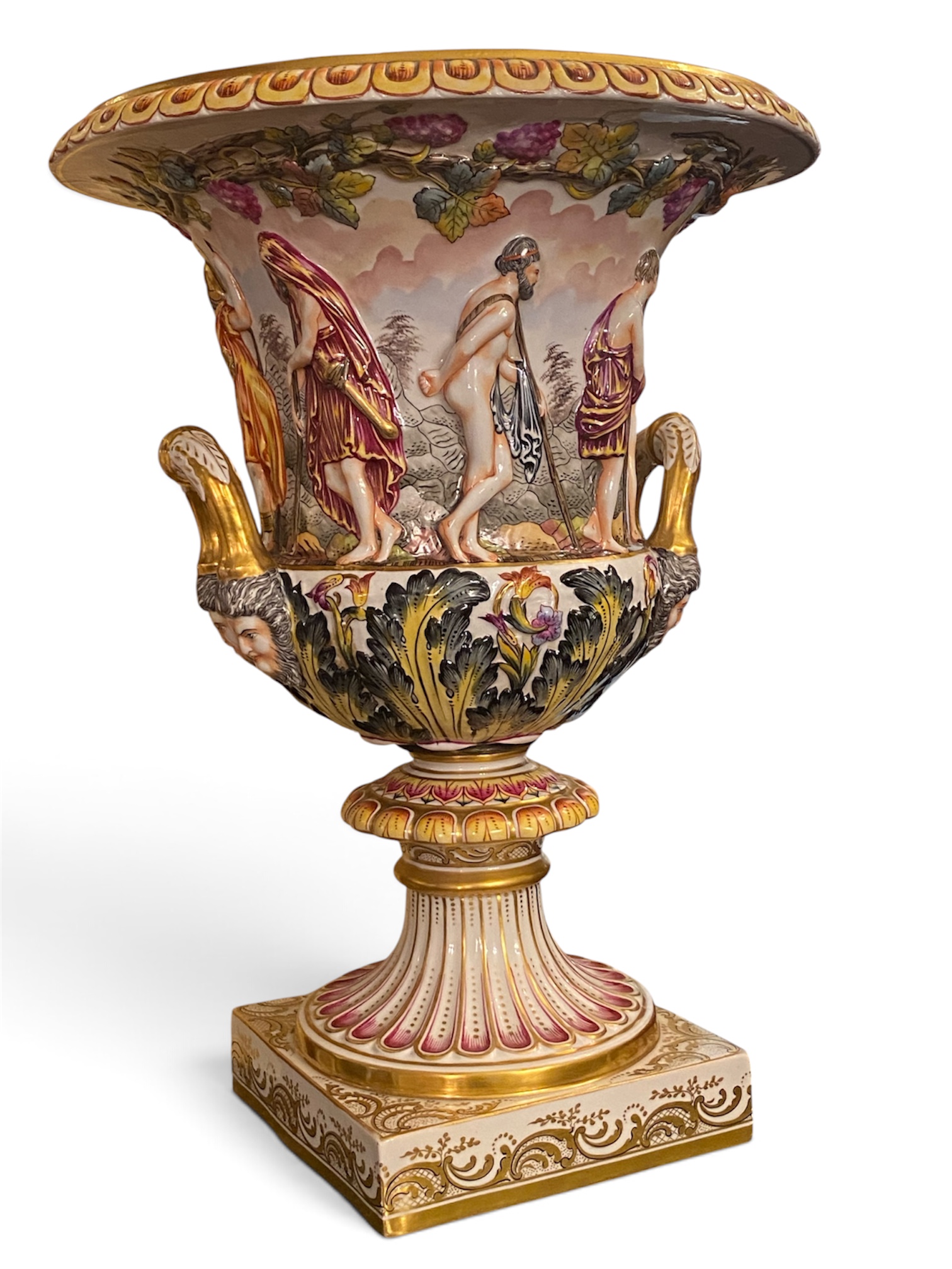 Capodimonte Porcelain Pedestal with Campana Urn - Image 3
