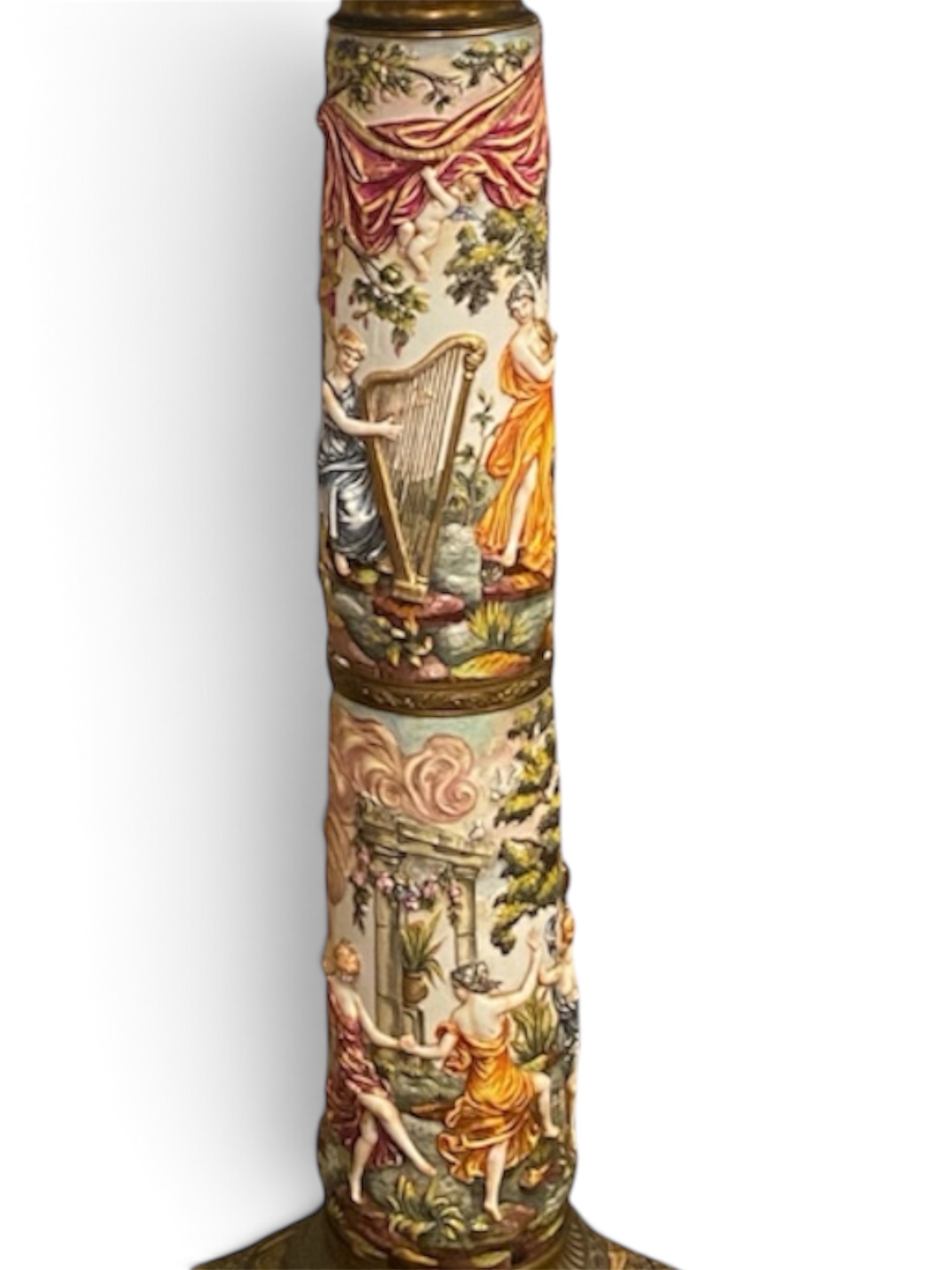 Capodimonte Porcelain Pedestal with Campana Urn - Image 2