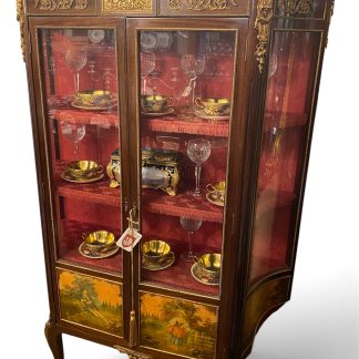 Antique 19th Century Antique Louis XIV Vernis Martine Vitrine Cabinet