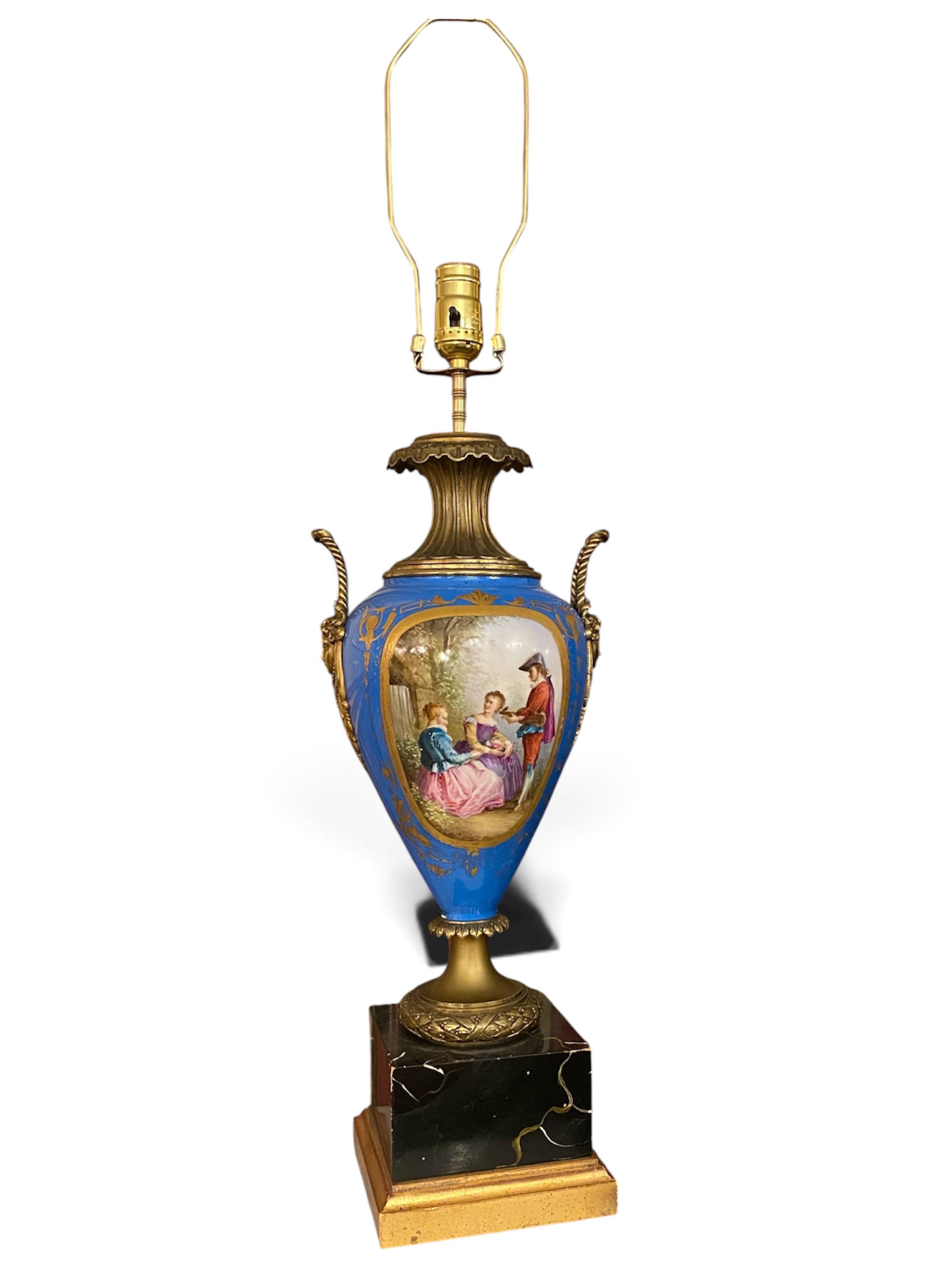 French Sèvres Style Porcelain and Gilt Bronze Table Lamp