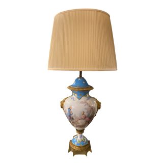 French Sèvres-Style Bleu Celeste Porcelain and Gilt-Bronze Table Lamp