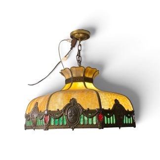 American Renaissance Gilt Bronze and Slag Glass Hanging Fixture