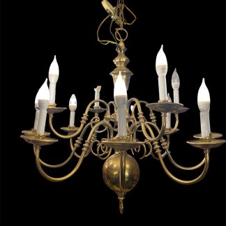 Dutch Baroque Two-Tier Brass Chandelier