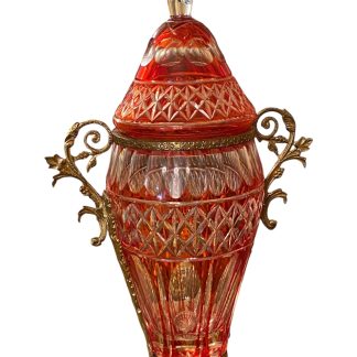 Exceptional Antique Cut-to-Clear Crystal Lidded Vase