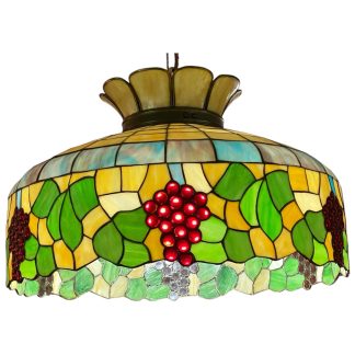 Early 1900's Arts & Crafts Fruit Chandelier - Stained Cut Leaded Slag Glass